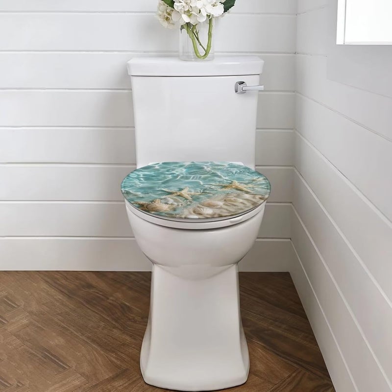 Flashideas Starfish Shell Toilet Lid Cover Soft Plush Seat Bathroom Decoration Accessories Fits Most Toilet Lids for Bathroom Decor Easy to Clean Toilet Lids for Bathroom Machine - Image 2